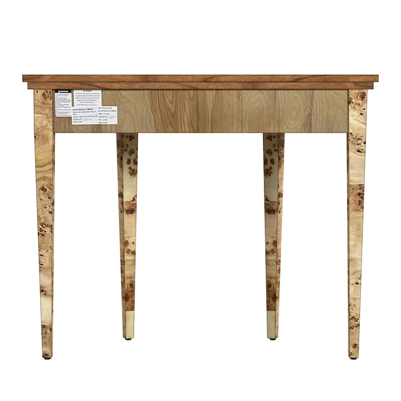 Console demi-lune 4 pieds, Burl traditionnel / Burl clair