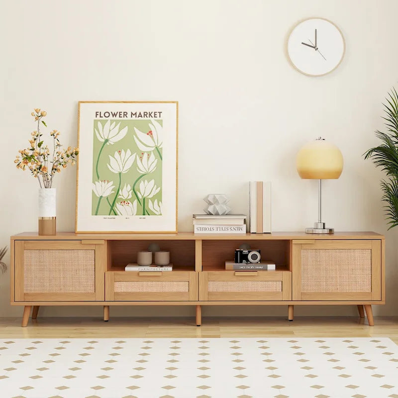 Meuble TV de style ferme moderne avec pieds en bois massif