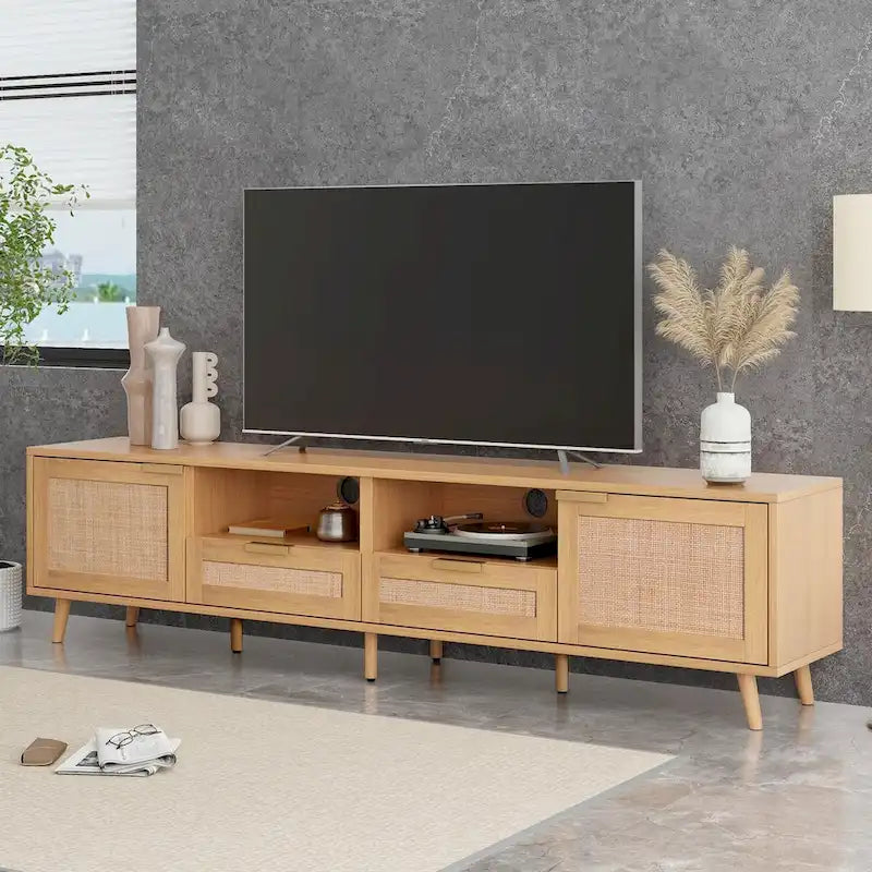 Meuble TV de style ferme moderne avec pieds en bois massif