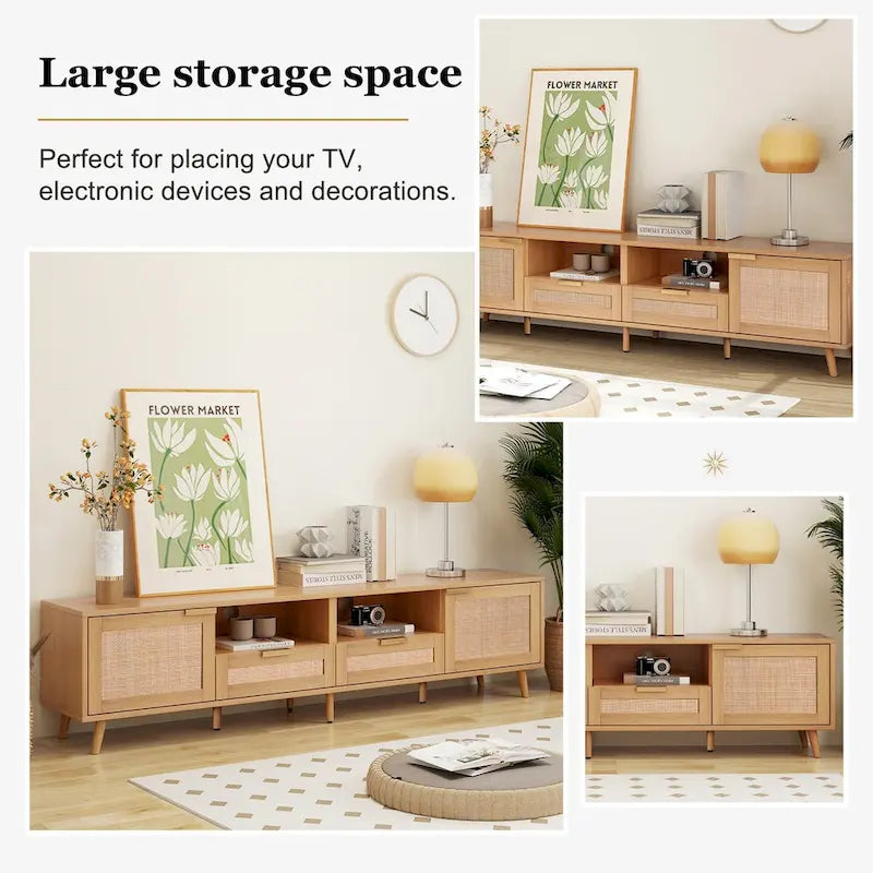 Meuble TV de style ferme moderne avec pieds en bois massif