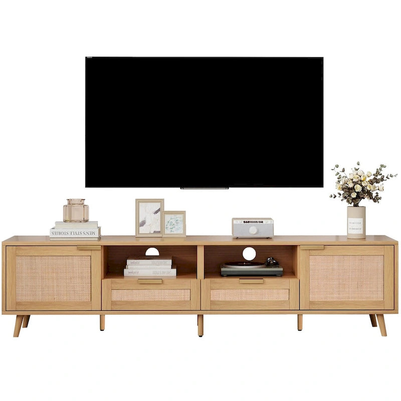 Meuble TV de style ferme moderne avec pieds en bois massif