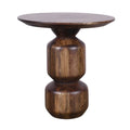 Table d'appoint ronde en bois marron, piètement piédestal, pour 1