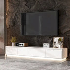 Meuble TV console lumineux blanc laqué brillant