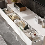 Meuble TV console lumineux blanc laqué brillant
