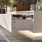 Meuble TV console lumineux blanc laqué brillant