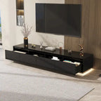 Meuble TV console lumineux blanc laqué brillant