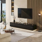 Meuble TV console lumineux blanc laqué brillant