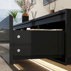Meuble TV console lumineux blanc laqué brillant