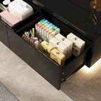 Meuble TV console lumineux blanc laqué brillant
