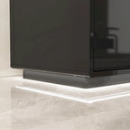 Meuble TV console lumineux blanc laqué brillant