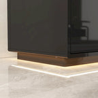 Meuble TV console lumineux blanc laqué brillant