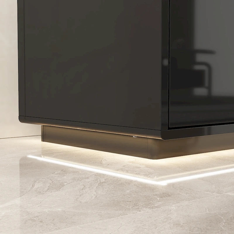 Meuble TV console lumineux blanc laqué brillant
