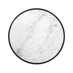 Table d'appoint de 23 pouces, plateau rond en marbre blanc naturel moderne, cadre en fer noir classique