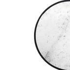 Table d'appoint de 23 pouces, plateau rond en marbre blanc naturel moderne, cadre en fer noir classique