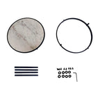 Table d'appoint de 23 pouces, plateau rond en marbre blanc naturel moderne, cadre en fer noir classique