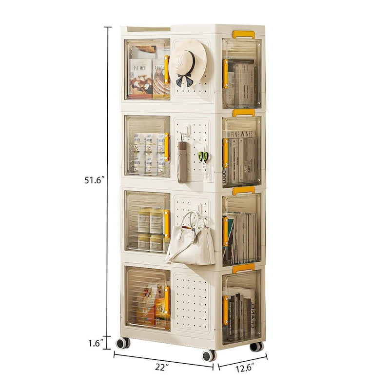 Bibliothèque de rangement roulante à 4 niveaux avec roulettes