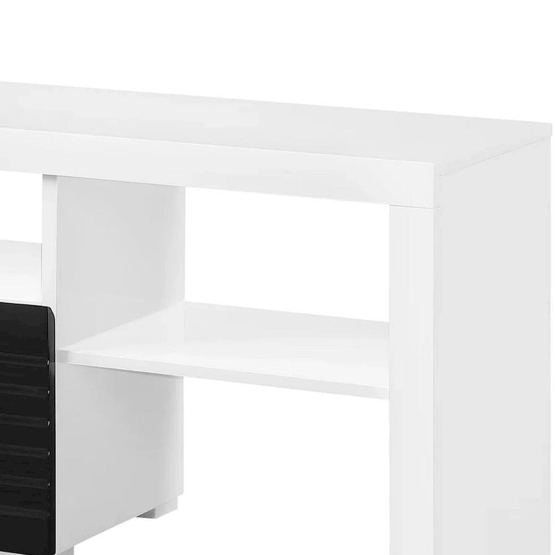 Meuble TV Ida 190 cm, 2 tiroirs, blanc laqué