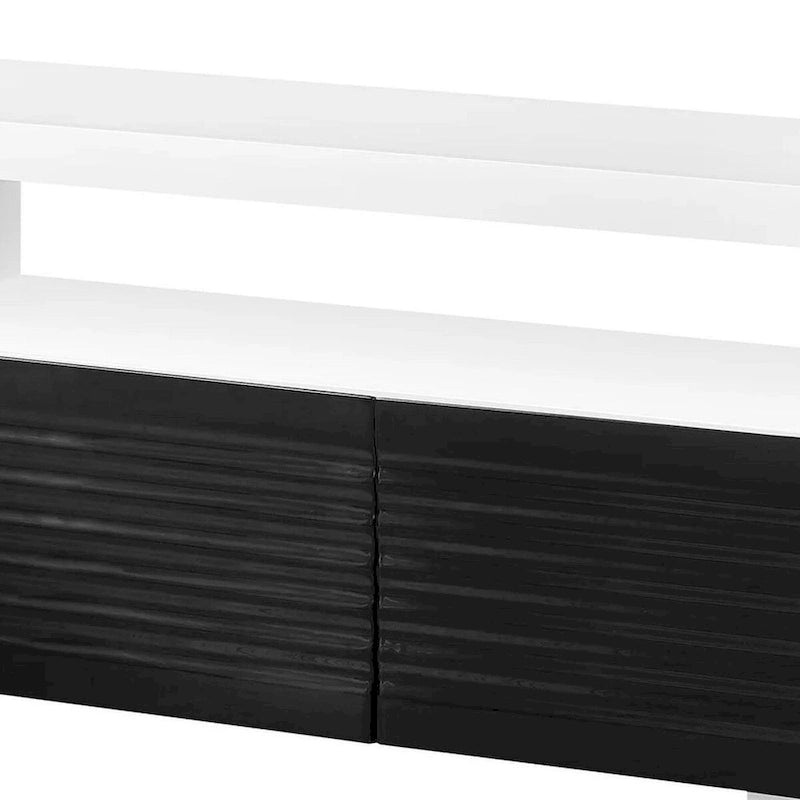 Meuble TV Ida 190 cm, 2 tiroirs, blanc laqué