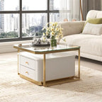 Table basse gigogne carrée moderne avec 2 tiroirs (lot de 2) Harper&Bright Designs