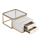 Table basse gigogne carrée moderne avec 2 tiroirs (lot de 2) Harper&Bright Designs