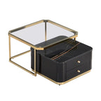 Table basse gigogne carrée moderne avec 2 tiroirs (lot de 2) Harper&Bright Designs