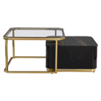 Table basse gigogne carrée moderne avec 2 tiroirs (lot de 2) Harper&Bright Designs