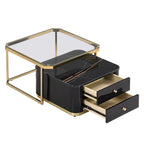 Table basse gigogne carrée moderne avec 2 tiroirs (lot de 2) Harper&Bright Designs