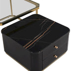 Table basse gigogne carrée moderne avec 2 tiroirs (lot de 2) Harper&Bright Designs