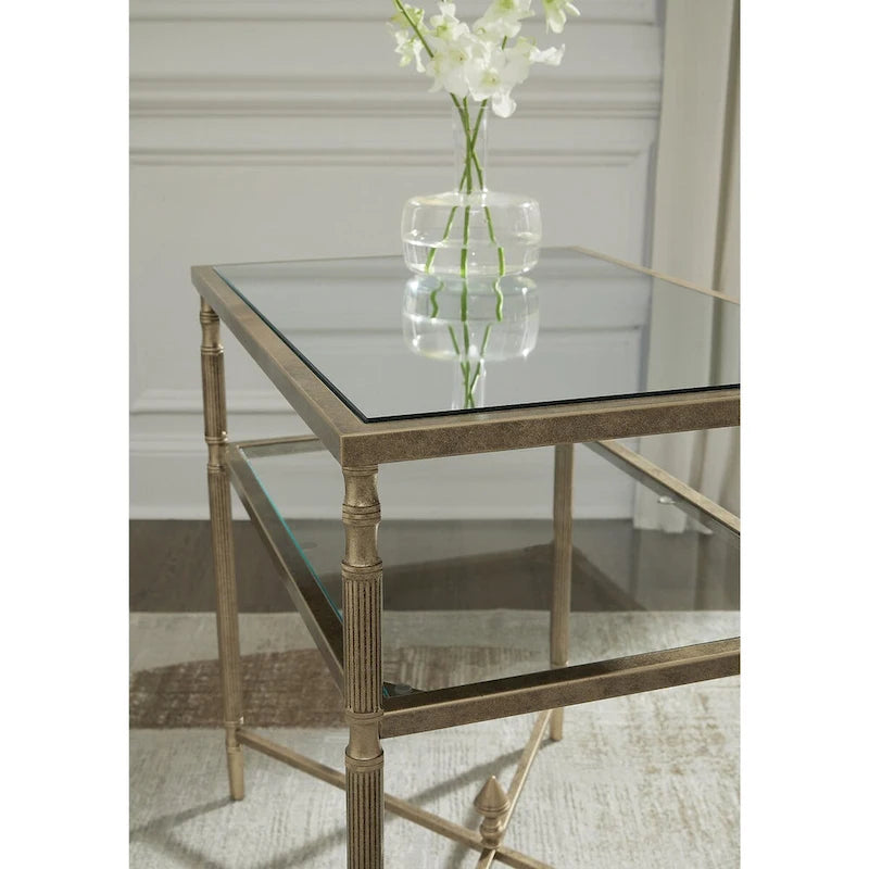 Signature Design by Ashley Cloverty Gold End Table - 25.75 L x 18 P x 26 H