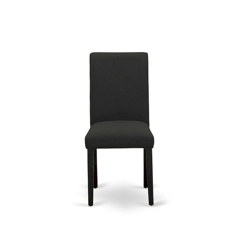 East West Furniture Ensemble de salle à manger 5 pièces - Une table à manger ronde et 4 chaises de salle à manger Parson, (option de finition et de revêtement)