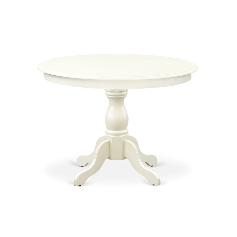 East West Furniture Ensemble de salle à manger 5 pièces - Une table à manger ronde et 4 chaises de salle à manger Parson, (option de finition et de revêtement)