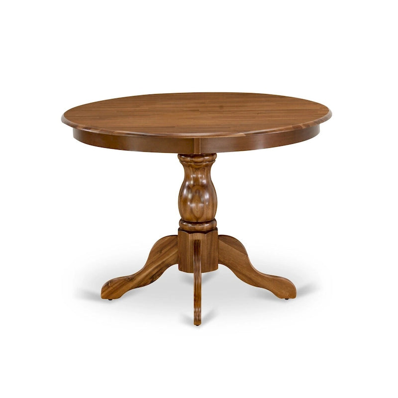 East West Furniture Ensemble de salle à manger 5 pièces - Une table à manger ronde et 4 chaises de salle à manger Parson, (option de finition et de revêtement)