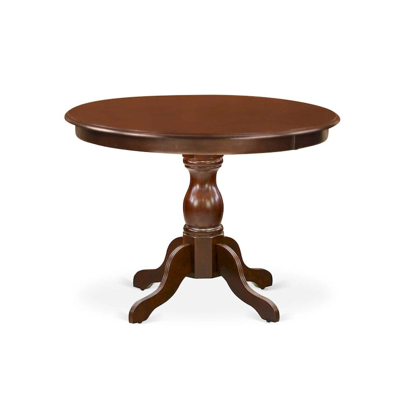 East West Furniture Ensemble de salle à manger 5 pièces - Une table à manger ronde et 4 chaises de salle à manger Parson, (option de finition et de revêtement)