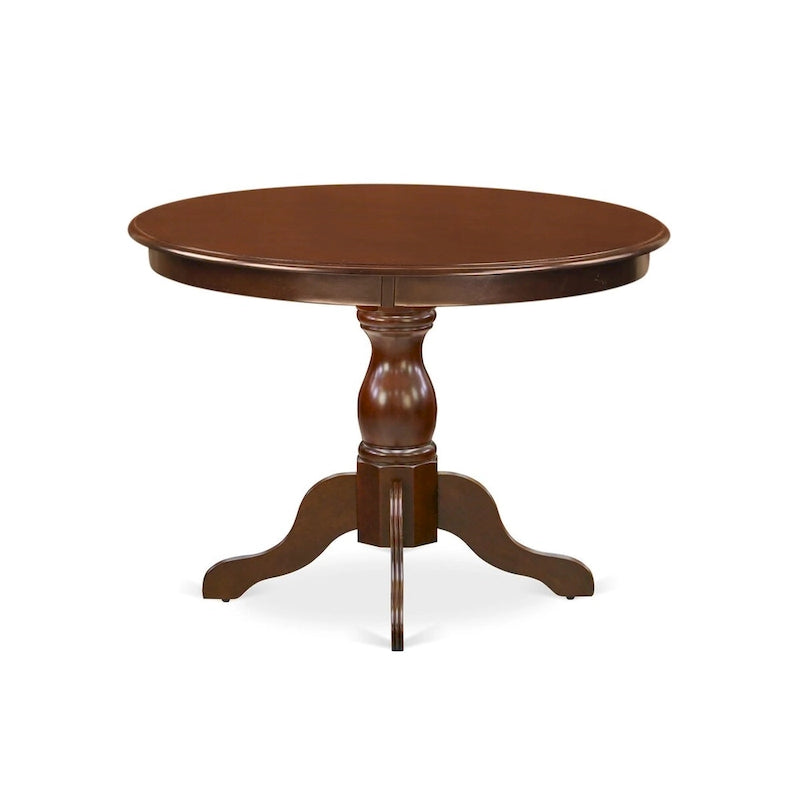 East West Furniture Ensemble de salle à manger 5 pièces - Une table à manger ronde et 4 chaises de salle à manger Parson, (option de finition et de revêtement)