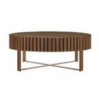 Table Basse Ronde Moderne Faite à la Main 80 cm pour Salon, Petite Table Basse avec Piédestal Robuste
