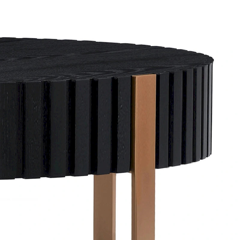 Table Basse Ronde Moderne Faite à la Main 80 cm pour Salon, Petite Table Basse avec Piédestal Robuste