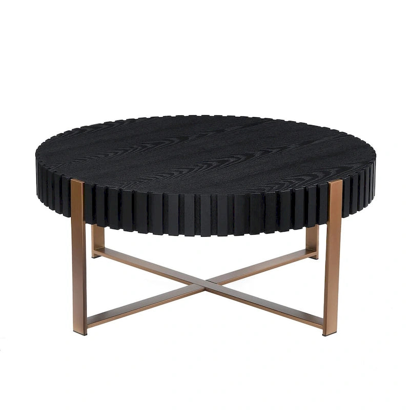 Table Basse Ronde Moderne Faite à la Main 80 cm pour Salon, Petite Table Basse avec Piédestal Robuste