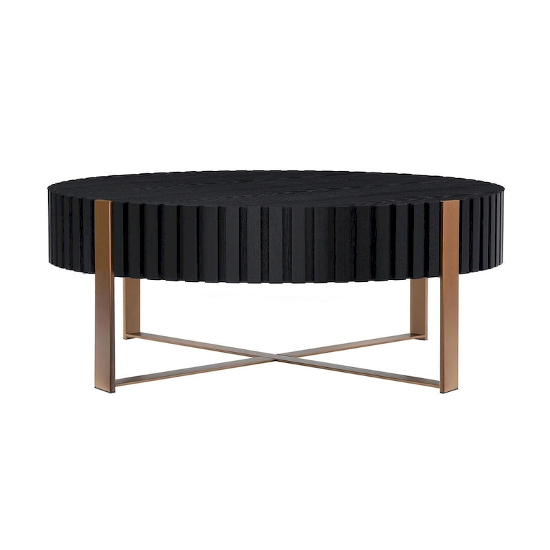 Table Basse Ronde Moderne Faite à la Main 80 cm pour Salon, Petite Table Basse avec Piédestal Robuste