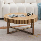Table Basse Ronde Moderne Faite à la Main 80 cm pour Salon, Petite Table Basse avec Piédestal Robuste