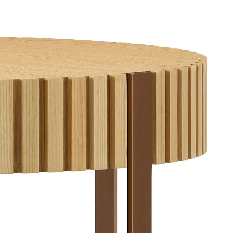 Table Basse Ronde Moderne Faite à la Main 80 cm pour Salon, Petite Table Basse avec Piédestal Robuste
