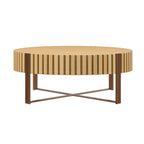 Table Basse Ronde Moderne Faite à la Main 80 cm pour Salon, Petite Table Basse avec Piédestal Robuste