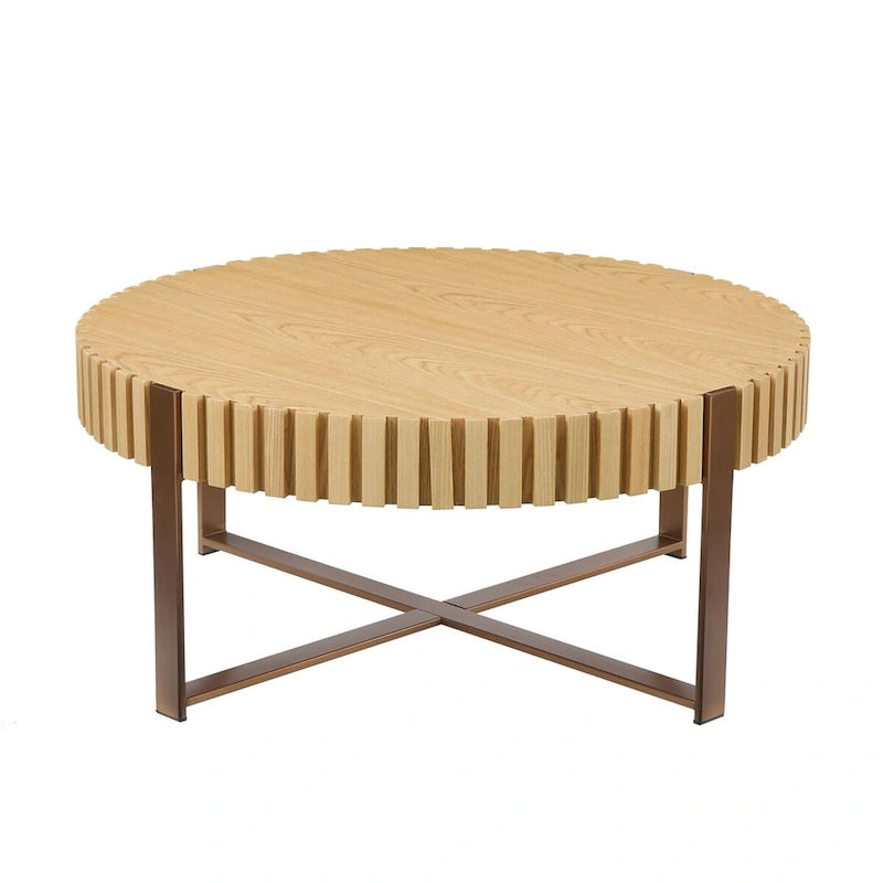 Table Basse Ronde Moderne Faite à la Main 80 cm pour Salon, Petite Table Basse avec Piédestal Robuste