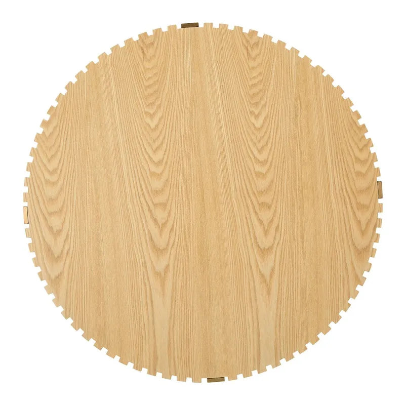 Table Basse Ronde Moderne Faite à la Main 80 cm pour Salon, Petite Table Basse avec Piédestal Robuste