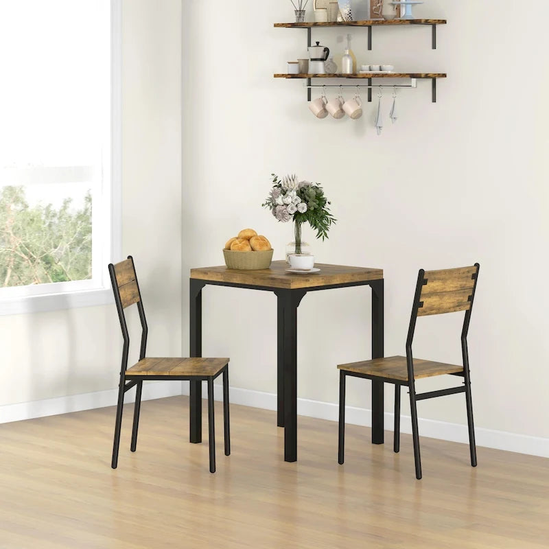 HOMCOM Ensemble table de salle à manger 3 pièces pour 2 personnes, table et chaises de cuisine modernes, ensemble de salle à manger pour coin-déjeuner, petits espaces