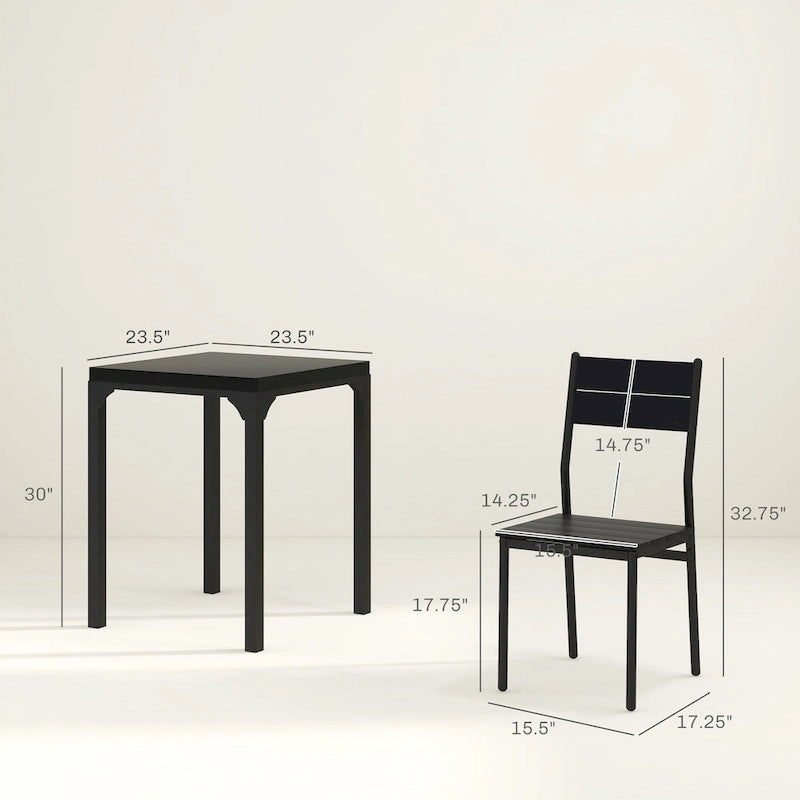 HOMCOM Ensemble table de salle à manger 3 pièces pour 2 personnes, table et chaises de cuisine modernes, ensemble de salle à manger pour coin-déjeuner, petits espaces