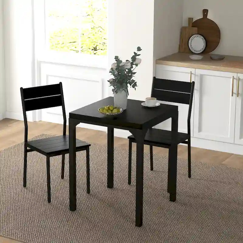 HOMCOM Ensemble table de salle à manger 3 pièces pour 2 personnes, table et chaises de cuisine modernes, ensemble de salle à manger pour coin-déjeuner, petits espaces