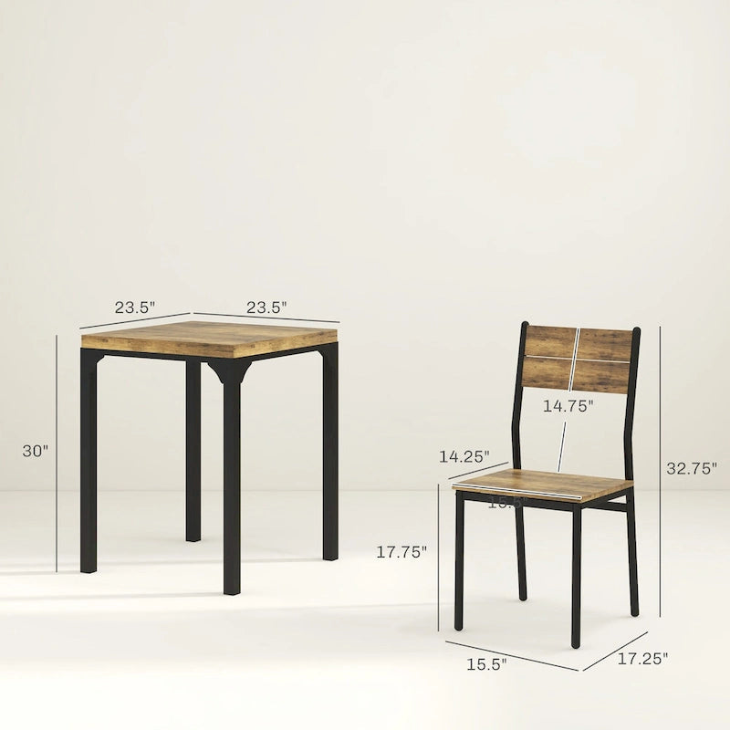 HOMCOM Ensemble table de salle à manger 3 pièces pour 2 personnes, table et chaises de cuisine modernes, ensemble de salle à manger pour coin-déjeuner, petits espaces