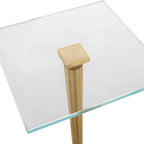 Table d'appoint Porch & Den en verre et fer doré avec base en marbre massif