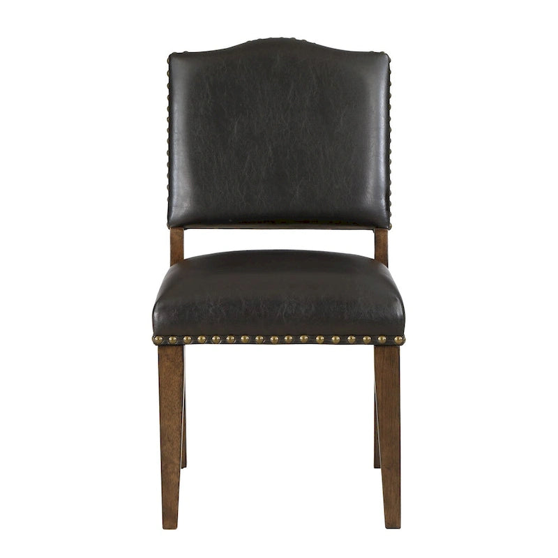 Chaise de salle à manger Dallas en similicuir marron avec clous décoratifs - par Greyson Living