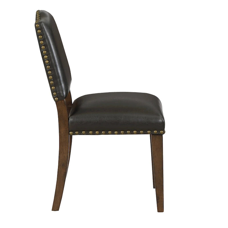 Chaise de salle à manger Dallas en similicuir marron avec clous décoratifs - par Greyson Living